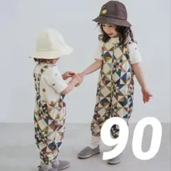 美品 softcheeseパッチワークデザインサロペット90cm