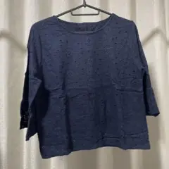MAJESTIC LEGON ネイビー レースブラウス 五分袖