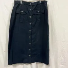 EDEIS ネイビーボタンフロントタイトスカート UK16