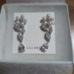 オーガニックパール＆キュービックジルコニア ウェディングイヤリング