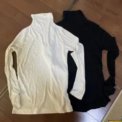 ユニクロ　タートルネックニット　黒白セット　M