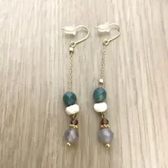 【美品】天然石 ゴールド フックピアス アクセサリー