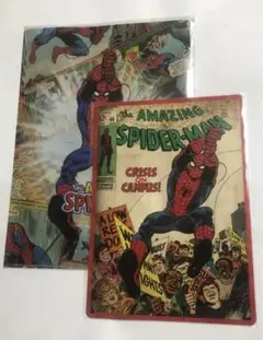 【新品未開封】スパイダーマン コミックジャケット風クリアファイル　下敷き　セット