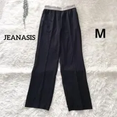 ジーナシス ウエストゴム 黒 ワイド ストレート パンツ レディース M