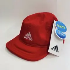 新品 adidas キャップ 帽子 赤 手洗い可 柔らかつば 48㎝ ベビー用