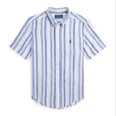 POLO RALPH LAUREN 半袖シャツ Lサイズ 青白ストライプ