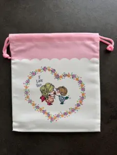 水森亜土　あどちゃん　巾着　200×180 ピンク　入園　入学　準備　コップ入れ