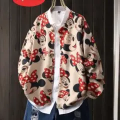 1点のみ☆ミニー ディズニー ニット カーディガン 3L 個性的 オーバーサイズ