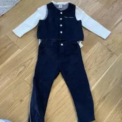 ネイビー コーデュロイ ベストとパンツ セット 24m/86cm