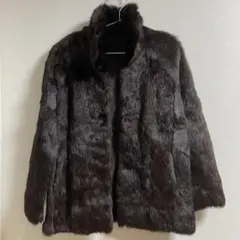 美品 毛皮 ミンク リアルファー コート ダークブラウン M〜L相当サイズ