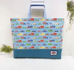 レッスンバッグ（車の行進）、男の子、図書袋、入園入学グッズ、ハンドメイド