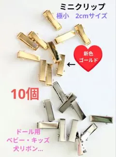 ミニ髪クリップ　極小2cmサイズ10個　ドール　キッズ　犬リボン