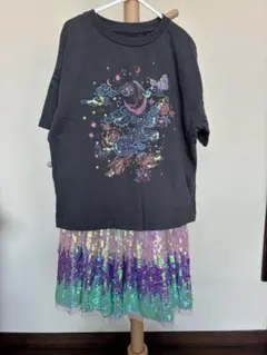NEXT♪ Tシャツ & スパンコールスカート上下セット
