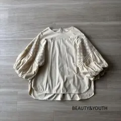 BEAUTY&YOUTH カットワーク バルーンスリーブカットソー