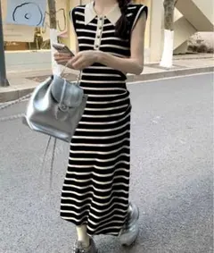【最終価格】SHEINストライプ ノースリーブ ロングワンピース