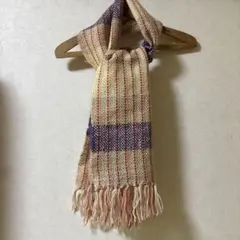 さをり織り　手織りストライプマフラー　ハンドメイド