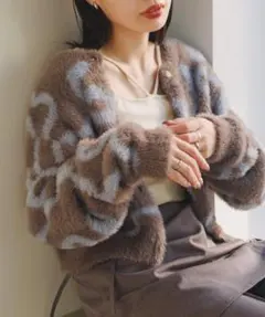 Kastane カスタネ　グラフィティニットカーディガン　グレー