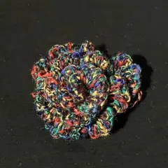 カラフルニット花形ブローチ