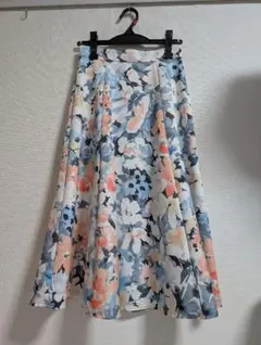 マイストラーダ　フラワープリント フレアロングスカート