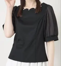 美品　TO BE CHIC スカラップ×シアースリーブ プルオーバーのサムネイル