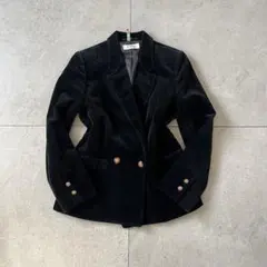 高級ベルベット ダブルジャケット ブラック グランジ キレイめカジュアル y2k
