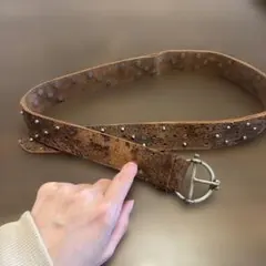 DIESEL スタッズ付きレザーベルト 85