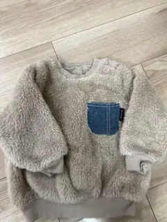 ベージュ フリース トレーナー デニムポケット