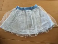 メゾピアノ 水色ストライプチュールスカート 120cm