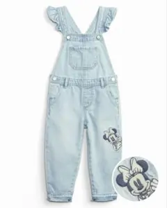 babyGapディズニーミニーウオッシュウェルデニムオーバーオールパンツ