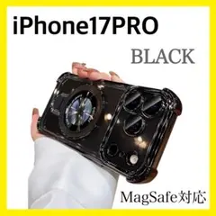 iPhone17Pro クリアケース ブラック　マグセーフ スタンドBLACK2