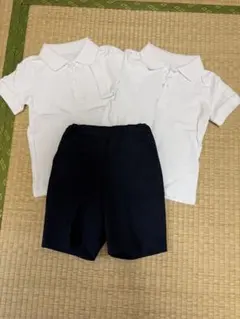 小学校受験　120 男子ポロシャツ2枚とネイビー　ハーフパンツセット