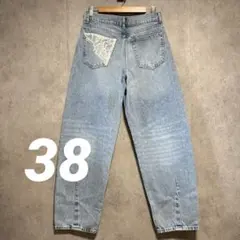 ZARA Z1975 ダメージ加工バギーレースデニムパンツ 38 新品 ブルーのサムネイル
