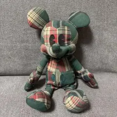 ミッキーマウス チェック柄 ぬいぐるみ 約30cm