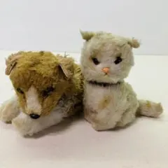 【昭和レトロ】三英貿易株式会社　ぬいぐるみの三英　イヌ　ネコ　2体セット