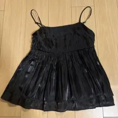 光沢サテン ペプラムキャミソール ビスチェ ブラック