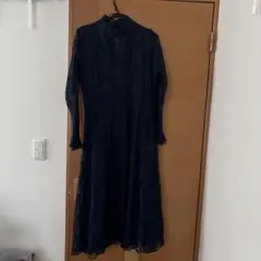 ネイビー レース ハイネック ワンピース