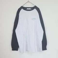 WEGO ロゴプリント ラグランロングTシャツ Sサイズ グレー 黒 袖切替