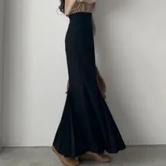 louere ルエレ ハイウエスト プリーツ マーメイド スカート ブラック 黒