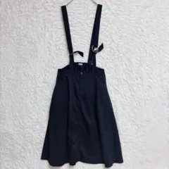プニュズ サスペンダー付き フレアスカート (4) 大きいサイズ 黒のサムネイル