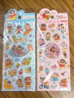 クレヨンしんちゃん 3Dとフレーク入りウォーターシール¥点セット