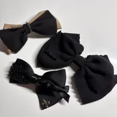 ブラック　リボン　バレッタ　クリップ 3つセット クレアーズ　など