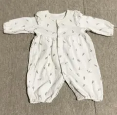 ホワイト花柄ロンパース 50-70 ママラク