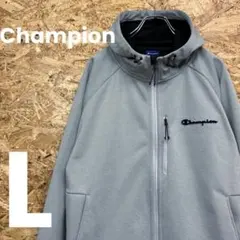 ★Champion★ナイロンジャケット★フード★フリース★サイズL★グレー★
