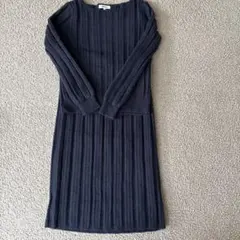 ダークグレー リブ編み ニット セットアップ