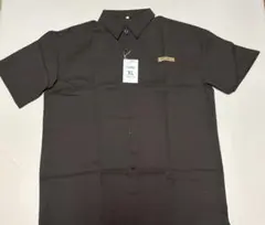 シンプル✨ ダークブラウン 半袖シャツ オーバーサイズ　XL