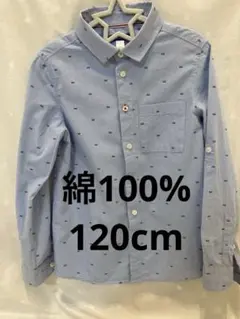 ライトブルー 長袖シャツ 小さな四角形