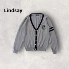 リンジィ ニットカーディガン ワッペン スクールデザイン Vネック 羽織り