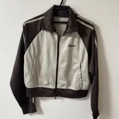 ブラウン/アイボリー ジップアップジャケット