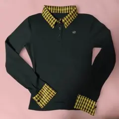 SHEIN 長袖ポロシャツ ブラック イエロー