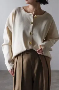 BONJOURSAGAN ダイバーニット金鉛　カーディガン